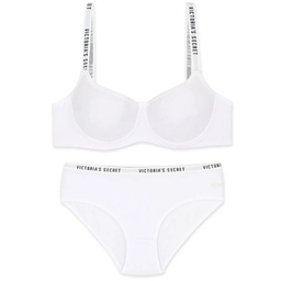 ست شورت و سوتین نخی میسا کد 9025 طرح Victoria’s Secret رنگ سفید