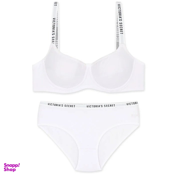 ست شورت و سوتین نخی میسا کد 9025 طرح Victoria’s Secret رنگ سفید