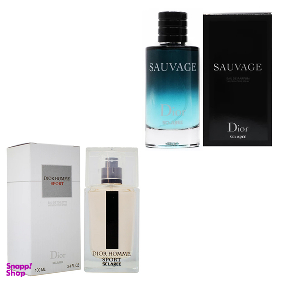 ادو پرفیوم مردانه اسکلاره مدل Sauvage Dior به همراه ادو تویلت DIOR HOMME SPORT