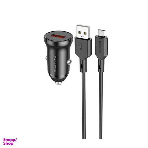 شارژر فندکی بروفون مدل BZ18 QC3.0 18W به همراه کابل تبدیل MicroUSB