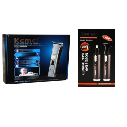 ماشین اصلاح موی صورت کیمی مدل KM-5017 به همراه موزن گوش و بینی و ابرو براون مدل BR-3007