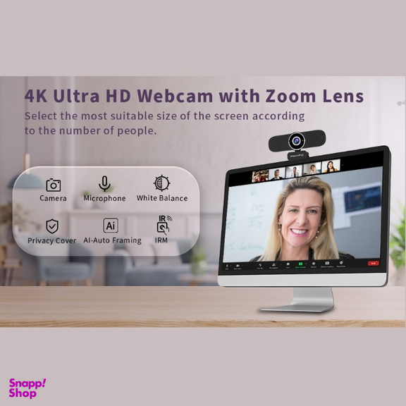 وب کم پاویفو مدل 4K AI Auto-Framing With Remote Control