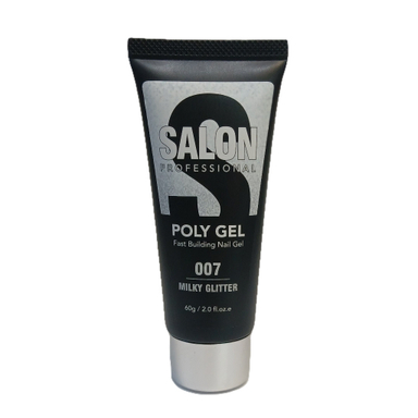 پلی ژل ناخن سالن کد 007 milky glitter