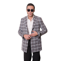 پالتو مردانه مدل چهارخانه کشمیر رنگ عسلی