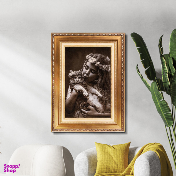 تابلو فرش دستباف سی پرشیا مدل دختر و گربه کد 903393