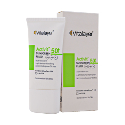 فلوئید ضد آفتاب بی رنگ ویتالیر مدل Active با +SPF50 حجم 50 میلی لیتر