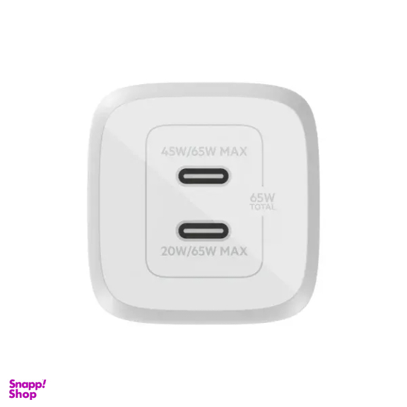 شارژر 65 وات بلکین مدل Belkin Dual USB-C GaN Wall Charger WCH013