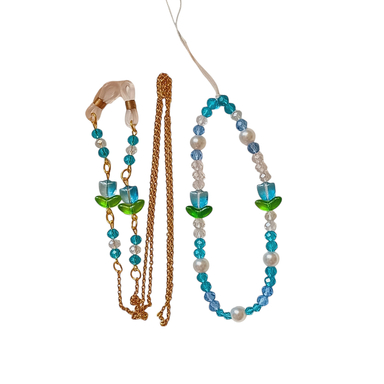 ست بند عینک و آویز موبایل مدل گل لاله کد 800