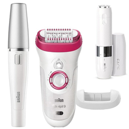 اپیلاتور براون مدل Silk-epil 9 9-538 به همراه ماشین اصلاح صورت و اپیلاتور لایه بردار براون