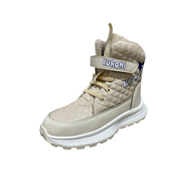 بوت دخترانه مدل کاپشنی طرح کرومی رنگ کرم