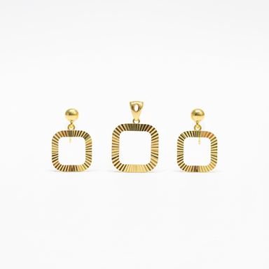 نیم ست طلا 18 عیار زنانه مدل مربعی