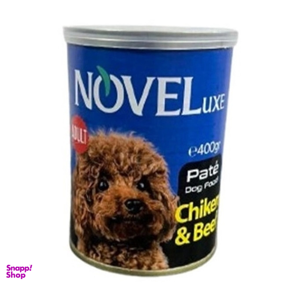 کنسرو غذای سگ نوول لوکس طعم Chicken Beef کد 21186 وزن 400 گرم