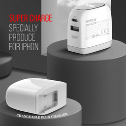 شارژر دیواری هیسکا مدل H-115PD به همراه کابل تبدیل USB-C
