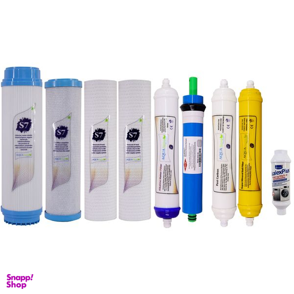 فیلتر دستگاه تصفیه آب آکوآ اسپرینگ مدل F-S7-B9A مجموعه 8 عددی به همراه رسوب گیر اسکالکس پلاس