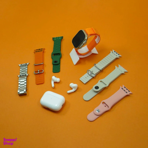 ساعت هوشمند ورنا مدل W49 Ultra مجموعه 7 بندی به همراه هندزفری مدل Airpod Pro