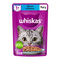 پوچ گربه ویسکاس با طعم ماهی سالمون و کاد مدل Whiskas Salmon & Cod وزن 75 گرم