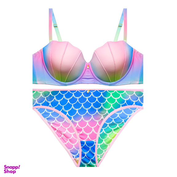 ست شورت و سوتین زنانه مدل اسفنجی دکلته صدفی طرح پری دریایی کد 10111