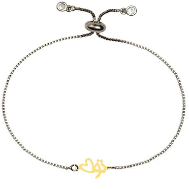 دستبند طلا 18 عیار زنانه کرابو طرح تو و قلب مدل kr101300