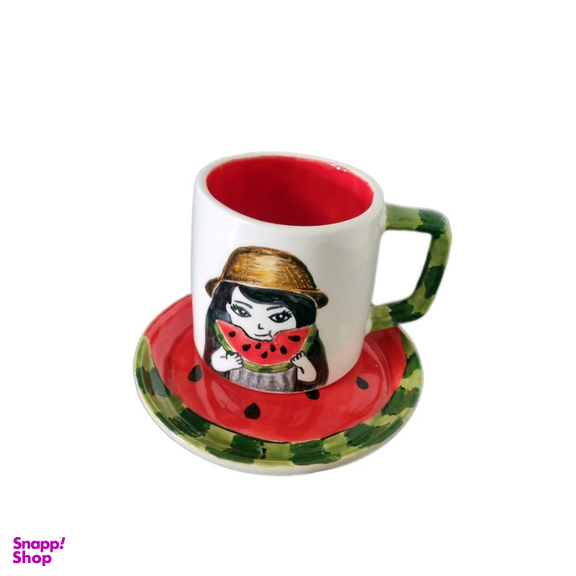 ماگ و زیر ماگی سرامیکی طرح میوه