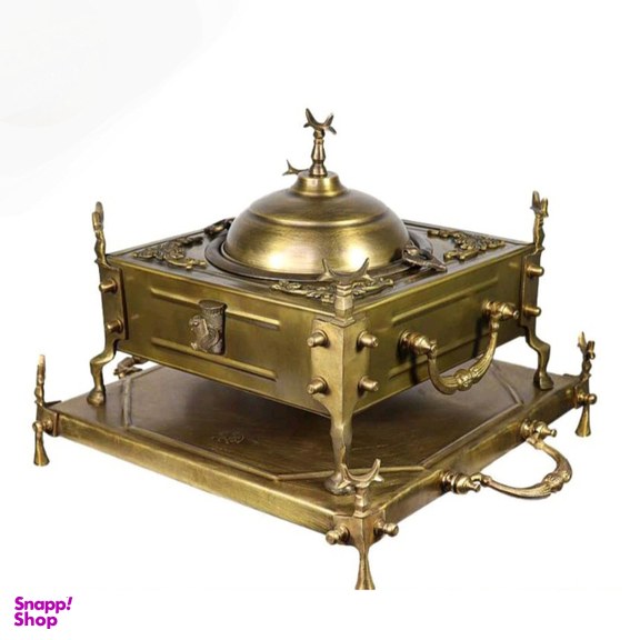 منقل برنجی مدل مربع کاسه جدا با سینی کد M195