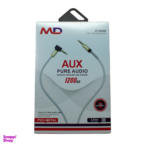 کابل AUX Jack 3.5mm فنری ام دی مدل MD-D2000 طول 1.2 متر