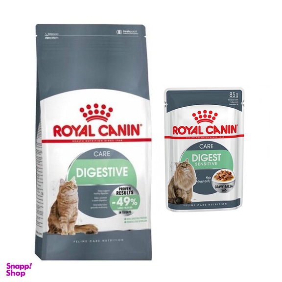 غذای خشک گربه رویال کنین مدل Digestive Care وزن 2 کیلوگرم به همراه پوچ