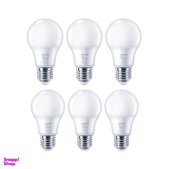 لامپ LED حبابی 12 وات بورسر مدل A65 پایه E27 پک 6 عددی
