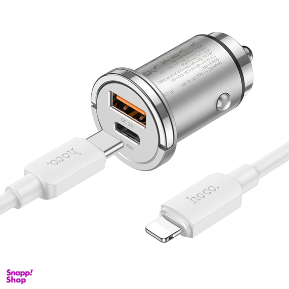 شارژر فندکی 45 وات هوکو مدل NZ10 به همراه کابل Type-C به Lightning