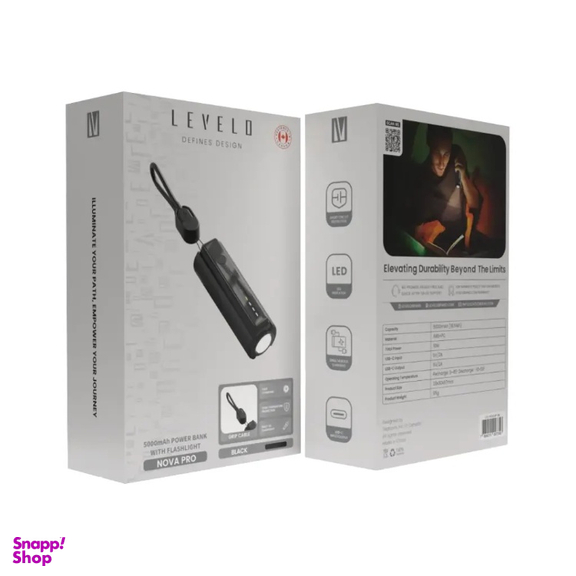 پاوربانک و چراغ قوه لولو مدل LVL-NOVAP-BK ظرفیت 5000 میلی آمپر ساعت