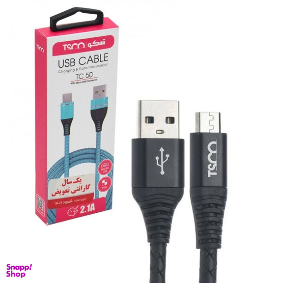 کابل تبدیل USB به MicroUSB تسکو مدل TC50 طول 90 سانتی متر