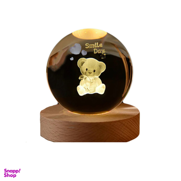چراغ خواب طرح گوی کریستال مدل خرس عاشق کد JI110