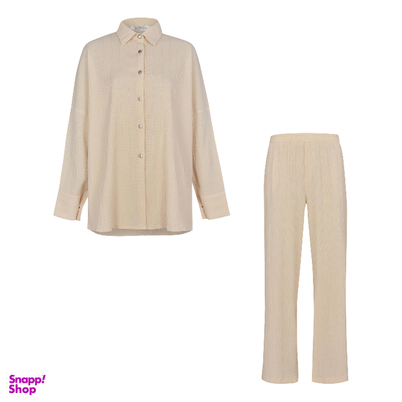 ست شومیز و شلوار زنانه لوینت مدل Nelsi کد 0118 رنگ کرم روشن