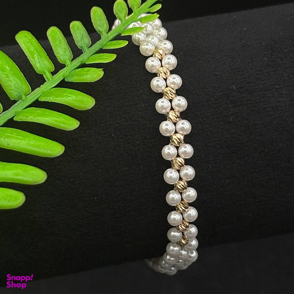 دستبند طلا و سنگ 18 عیار زنانه ناریا مدل 10 گوی کد E19-3
