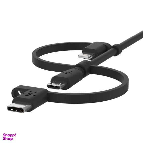 کابل تبدیل USB به Type-C و Lightning و MicroUSB بلکین مدل CAC001bt1MBK طول 1 متر