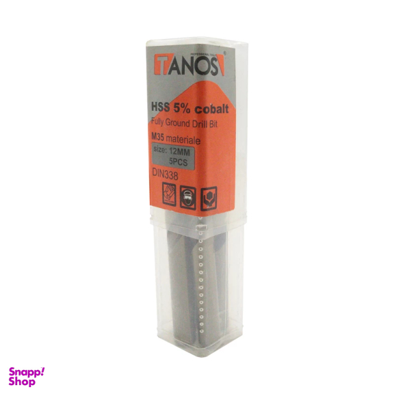 مته کبالت تانوس مدل YP-HSS-SIZE12 سایز 12 میلی متر مجموعه 5 عددی