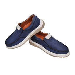 کفش طبی مردانه چرم ریباری مدل P1 رنگ آبی