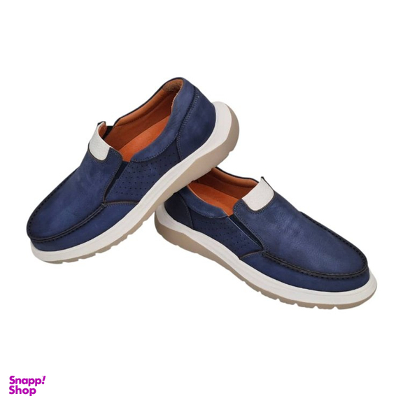 کفش طبی مردانه چرم ریباری مدل P1 رنگ آبی