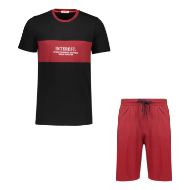 ست تیشرت و شلوارک مردانه مادر مدل هری کد AM-MA-Harry-P رنگ زرشکی