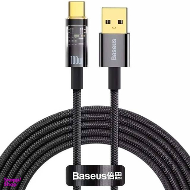 کابل دیتا 100 وات USB به Type-C باسئوس مدل Explorer Series Auto Power-Off طول 2 متر