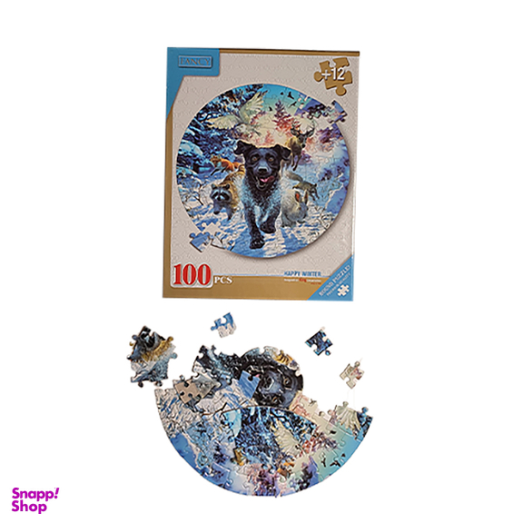 پازل دایره ای فنسی 100 قطعه طرح زمستان شاد