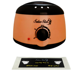 دستگاه ذوب وکس سولار استار مدل 501 به همراه موم وکس مدل ذغال وزن 800 گرم و پد اپلاسیون بسته 10 عددی