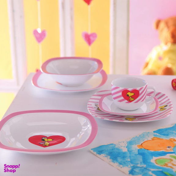 سرویس غذا خوری 5 پارچه کودک چینی زرین ایران سری کواترو مدل اسنوپی درجه عالی