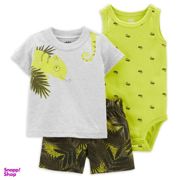 ست تیشرت و بادی و شلوارک نوزاد کد 2289