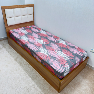 ملحفه ناتوسا مدل کشدار سرخس یک نفره سایز 120×200 سانتی متر