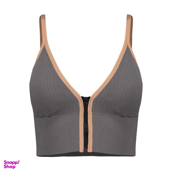 نیم تنه ورزشی زنانه ماییلدا مدل بدون فنر پددار جلو زیپ کد 4563 رنگ خاکستری