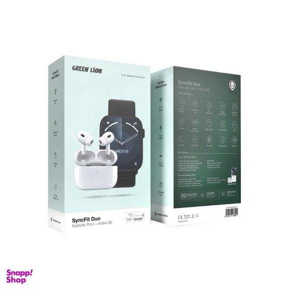 ست ساعت هوشمند و ایرفون بلوتوثی گرین لاین مدل SyncFit DUO Active SE Earbuds Pro 2