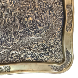 سینی قلمزنی برنجی طرح کاروان پادشاه کد T-1002