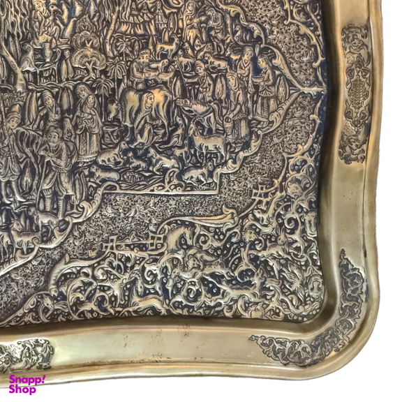 سینی قلمزنی برنجی طرح کاروان پادشاه کد T-1002