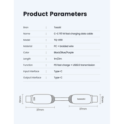کابل USB-C توکی مدل TXCTL-YX01 طول 1 متر