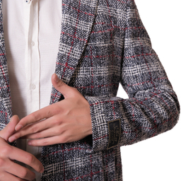 پالتو مردانه مدل چهارخانه کشمیر رنگ قرمز